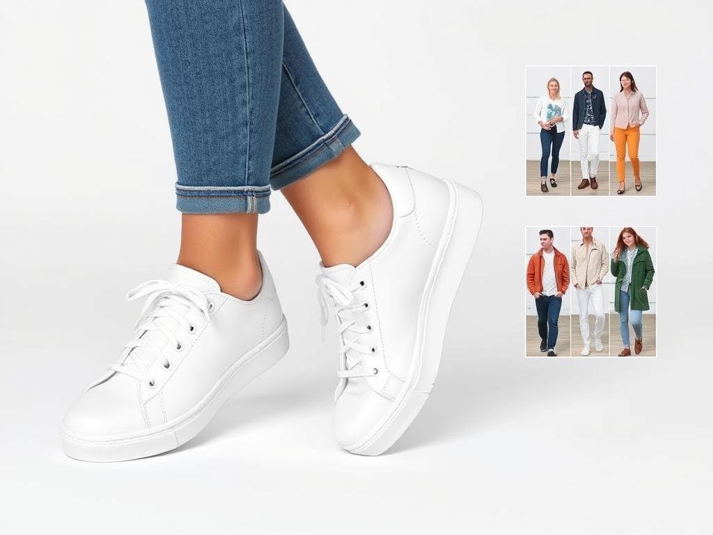 Classic white tennis shoes styled with different outfits