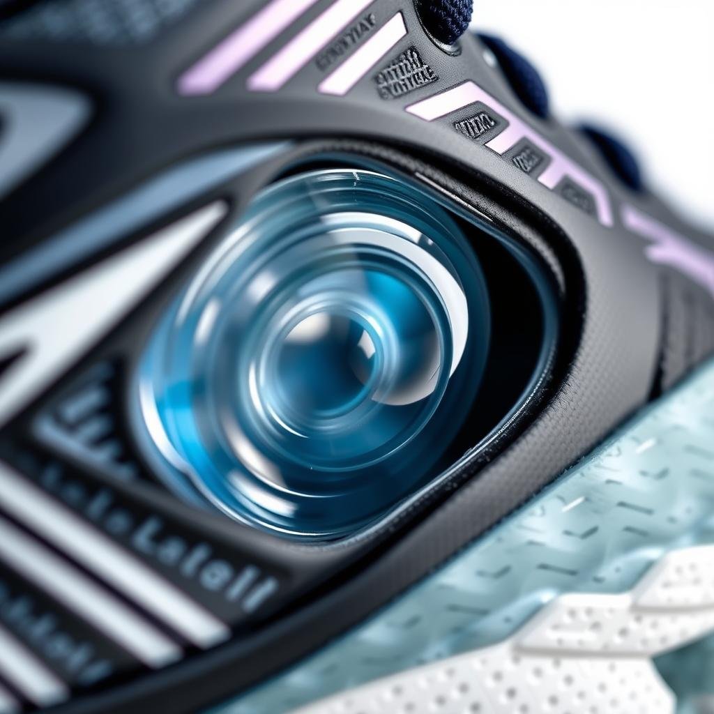 Close-up of ASICS GEL cushioning technology visible in the midsole of an ASICS running shoe