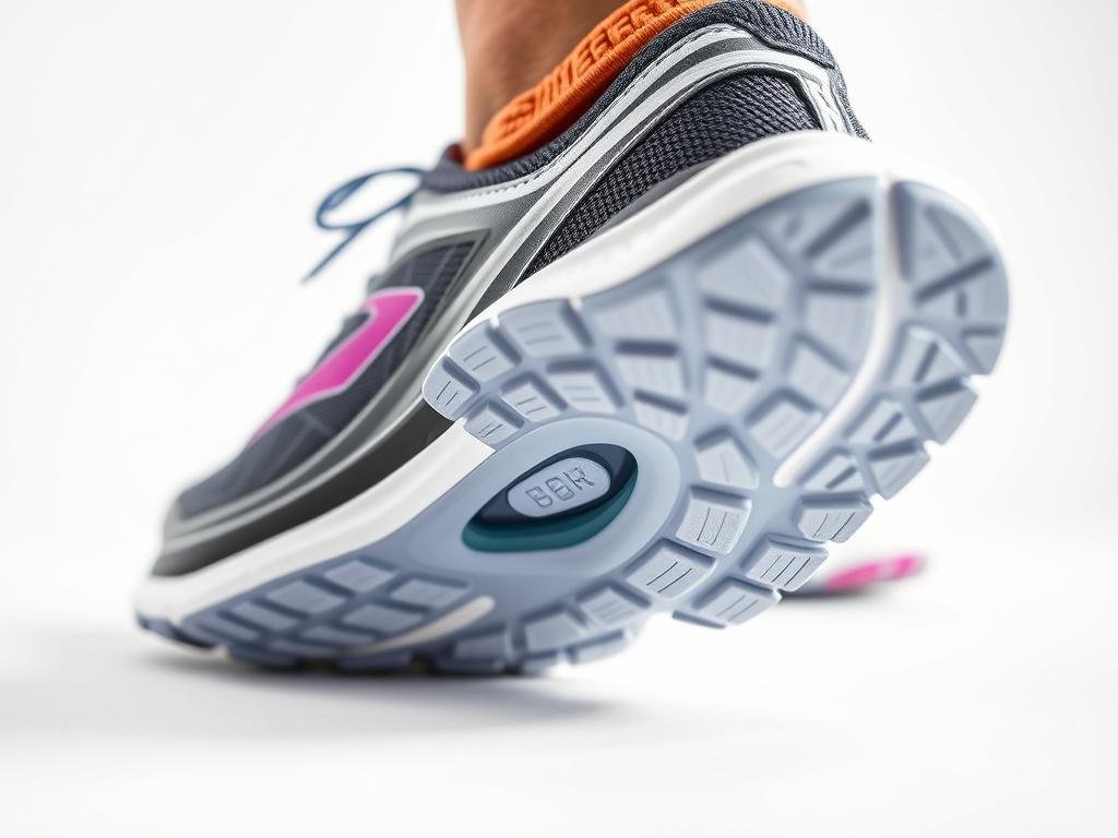 Close-up of Brooks running shoes for women showing DNA LOFT technology