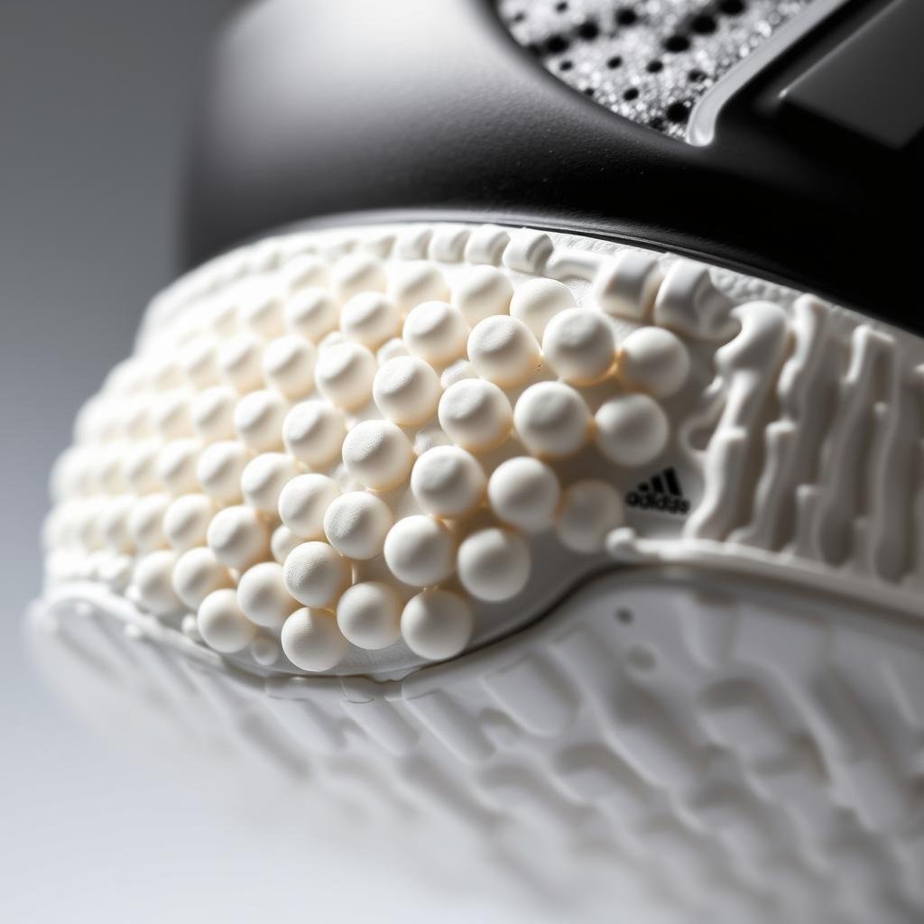 Close-up of adidas Boost technology in men's Ultraboost shoes