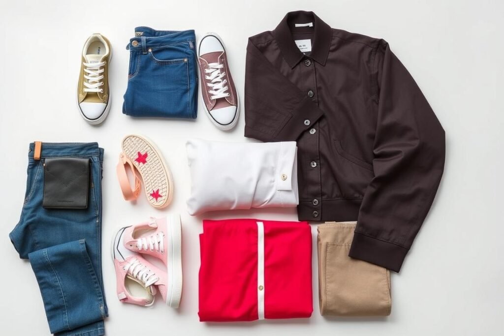 Color coordination examples with tennis shoes and outfits