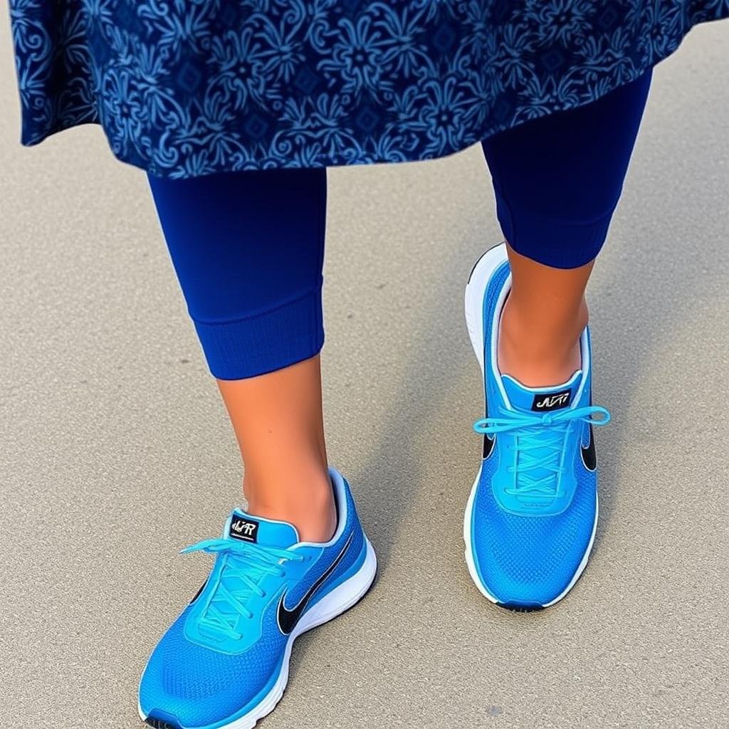 Color-matched running shoes outfit
