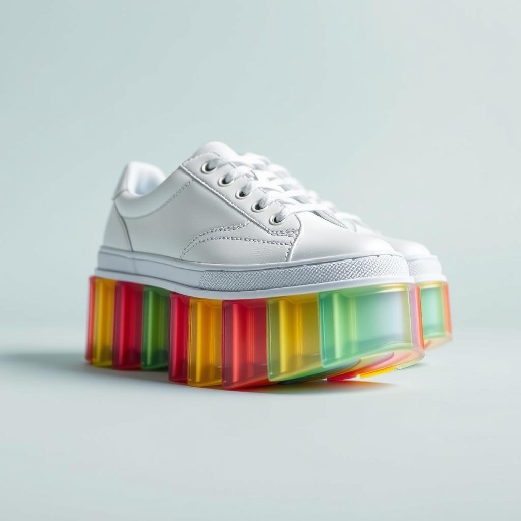 Colorful platform tennis shoes with rainbow soles