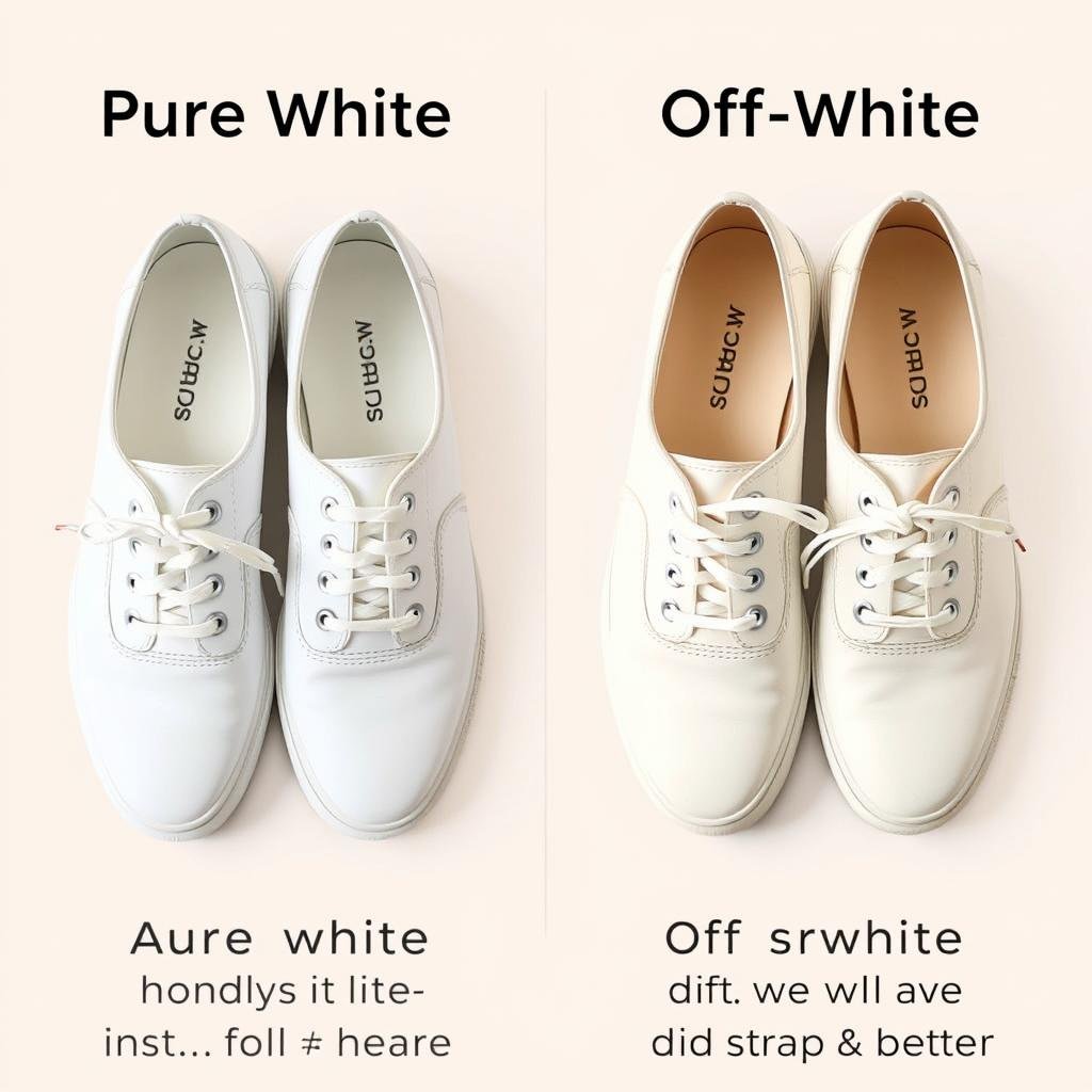 Comparison of pure white vs off white shoes showing wear patterns