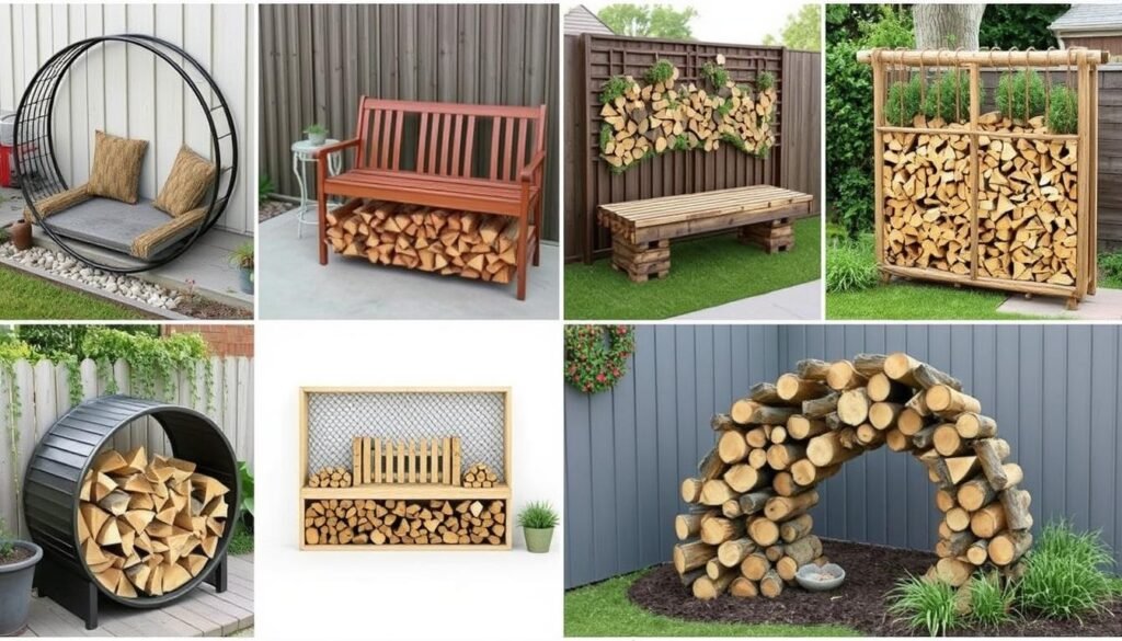 Creative and decorative outdoor firewood storage solutions