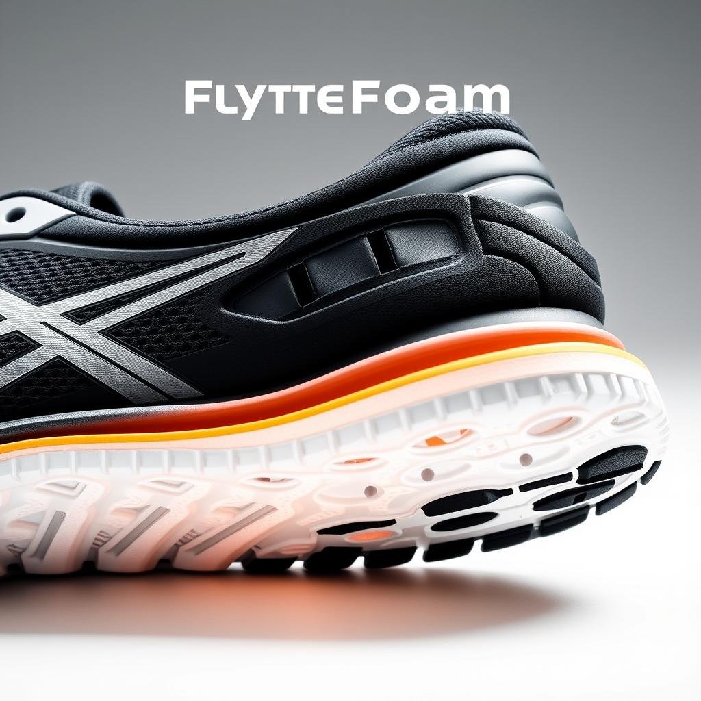 Cross-section view of ASICS FlyteFoam technology showing its lightweight structure