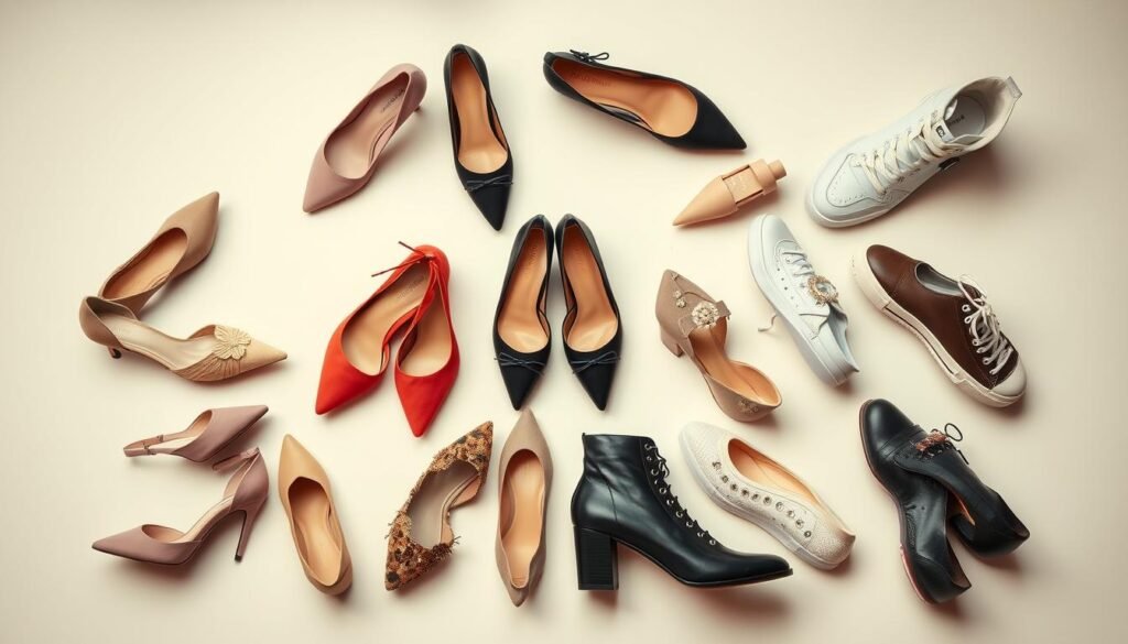 Curated collection of designer shoes representing different styles and occasions