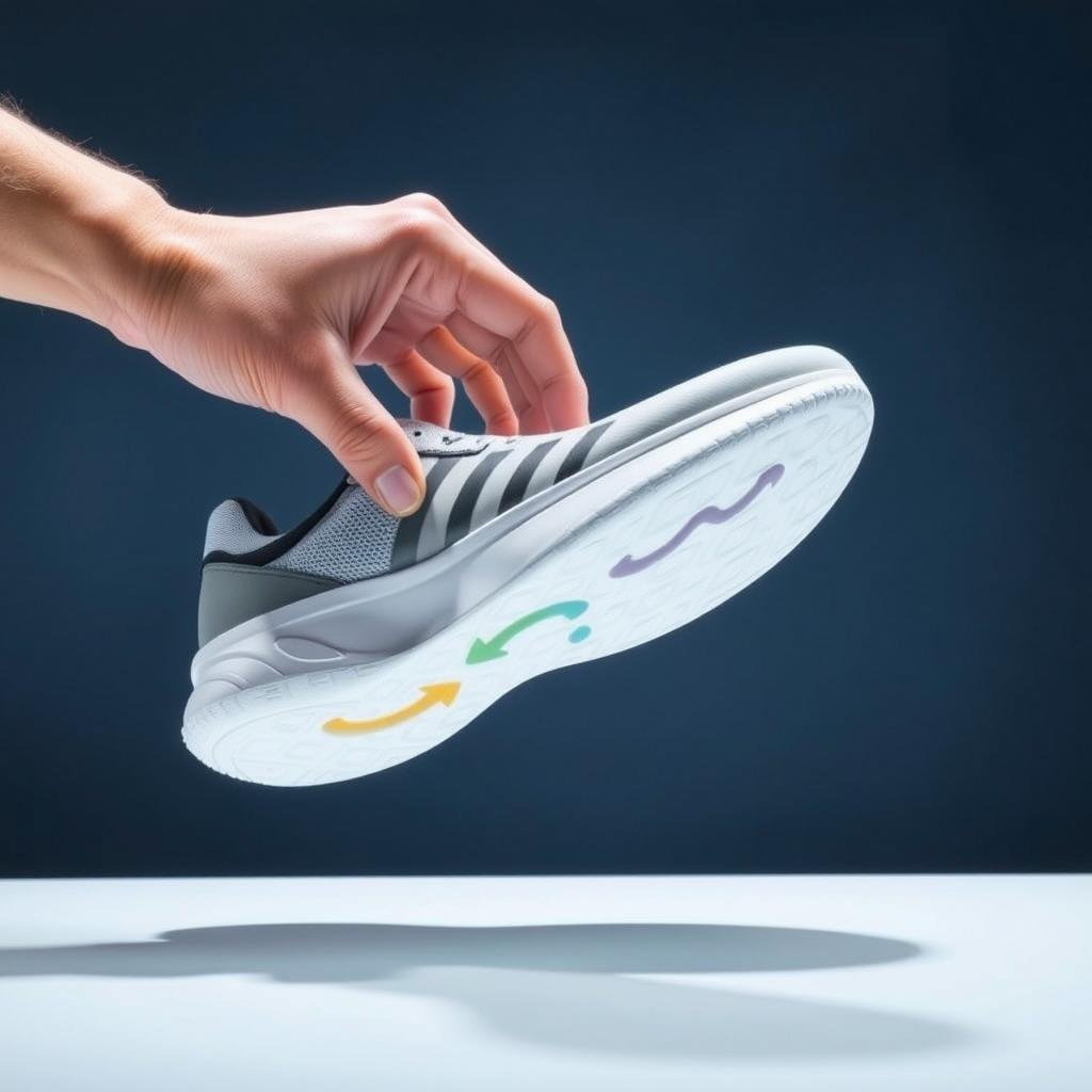 Demonstration of flexible tennis shoe sole bending