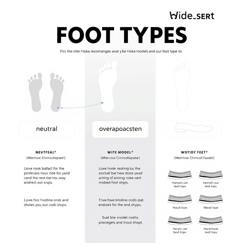 Diagram showing different foot types and which Hoka models best suit each type