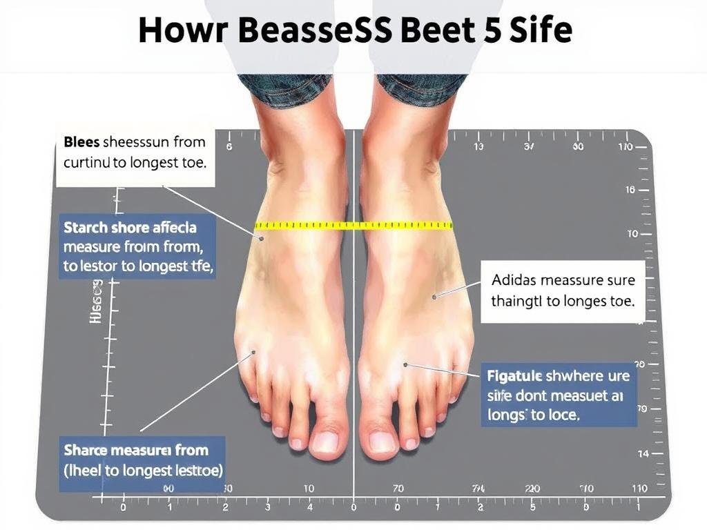 Diagram showing how to properly measure foot size for adidas shoes