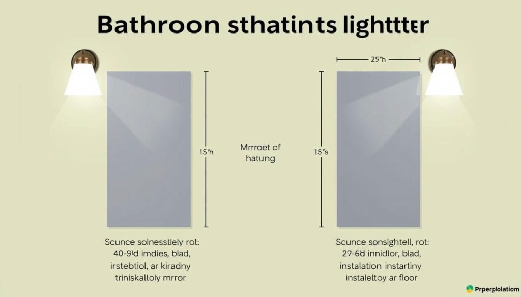 Diagram showing optimal placement of bathroom lighting and mirror