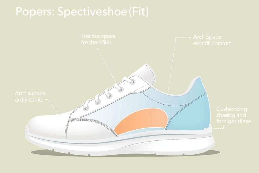 Diagram showing proper shoe fit and comfort features