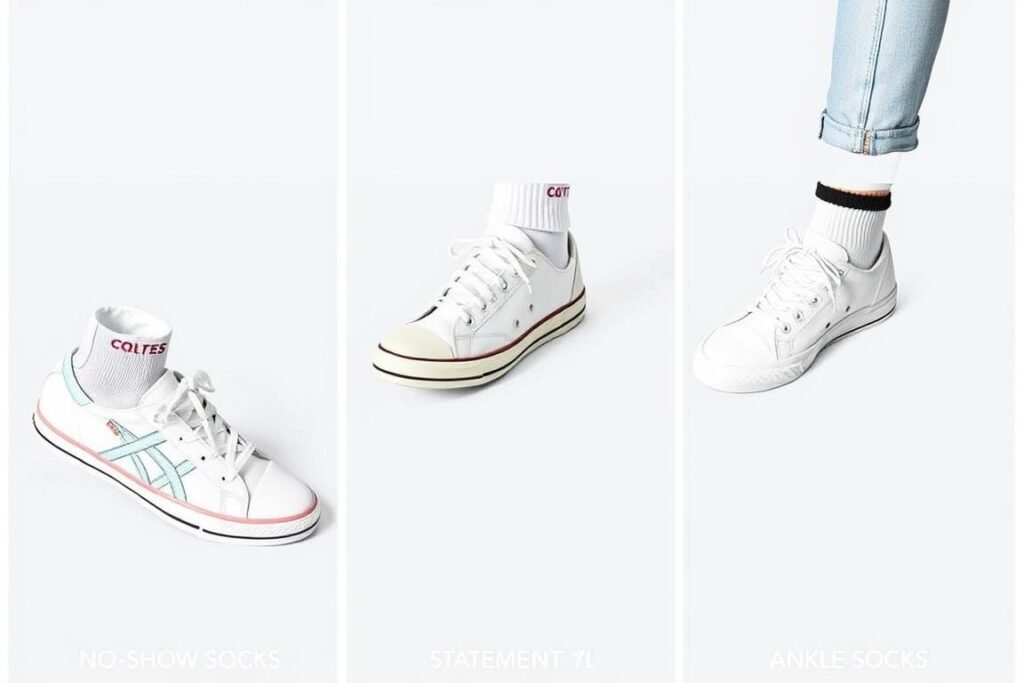Different sock styles with tennis shoes