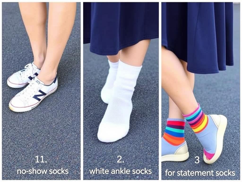 Different sock styles with tennis shoes and dresses