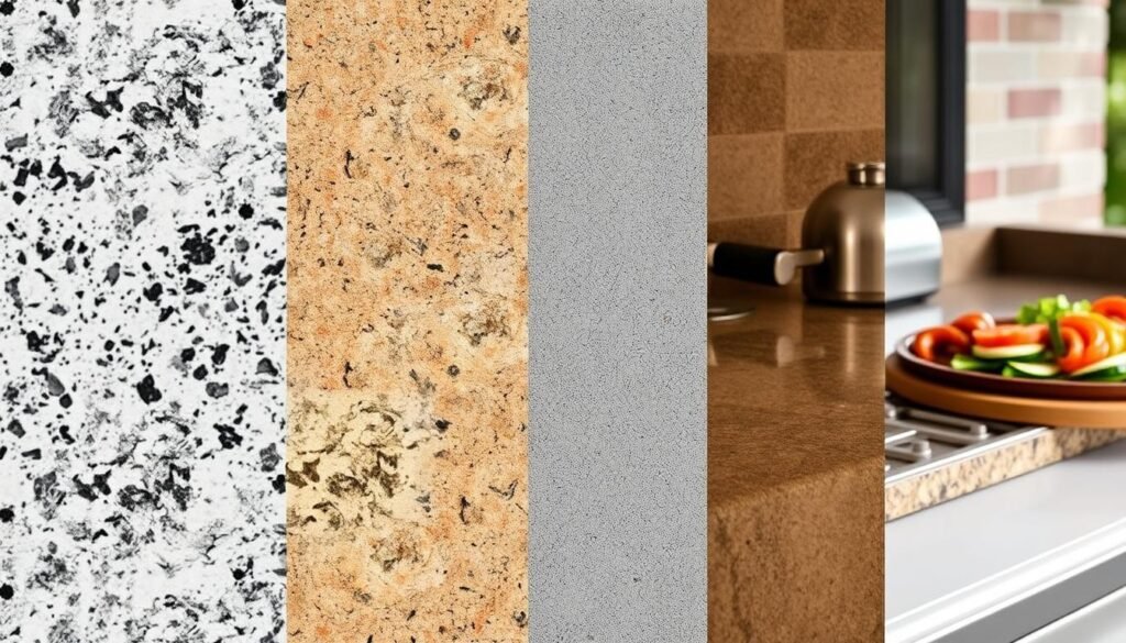 Durable outdoor kitchen countertops in various materials