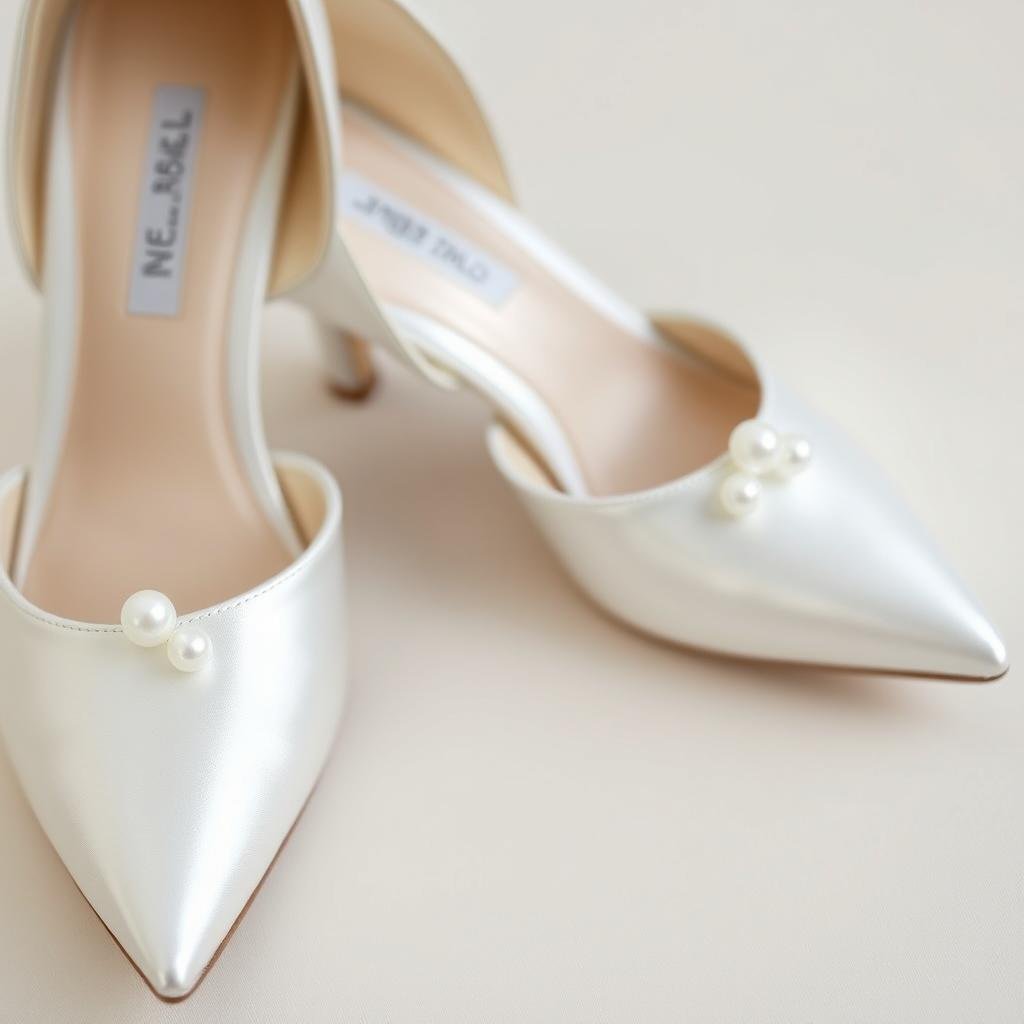 Elegant kitten heel bridal shoes with pointed toe