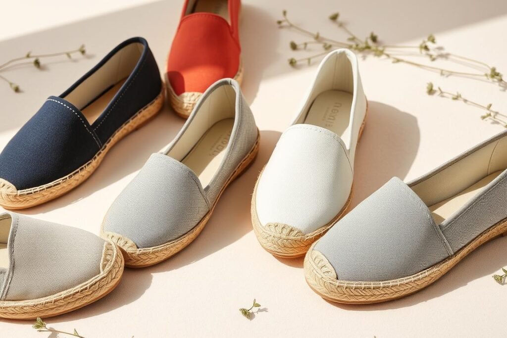 Espadrilles showing their distinctive rope soles and casual style