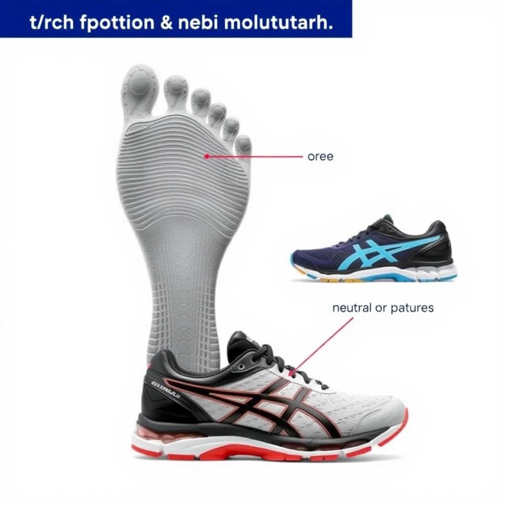 Footprint showing neutral arch pattern with recommended ASICS neutral shoes