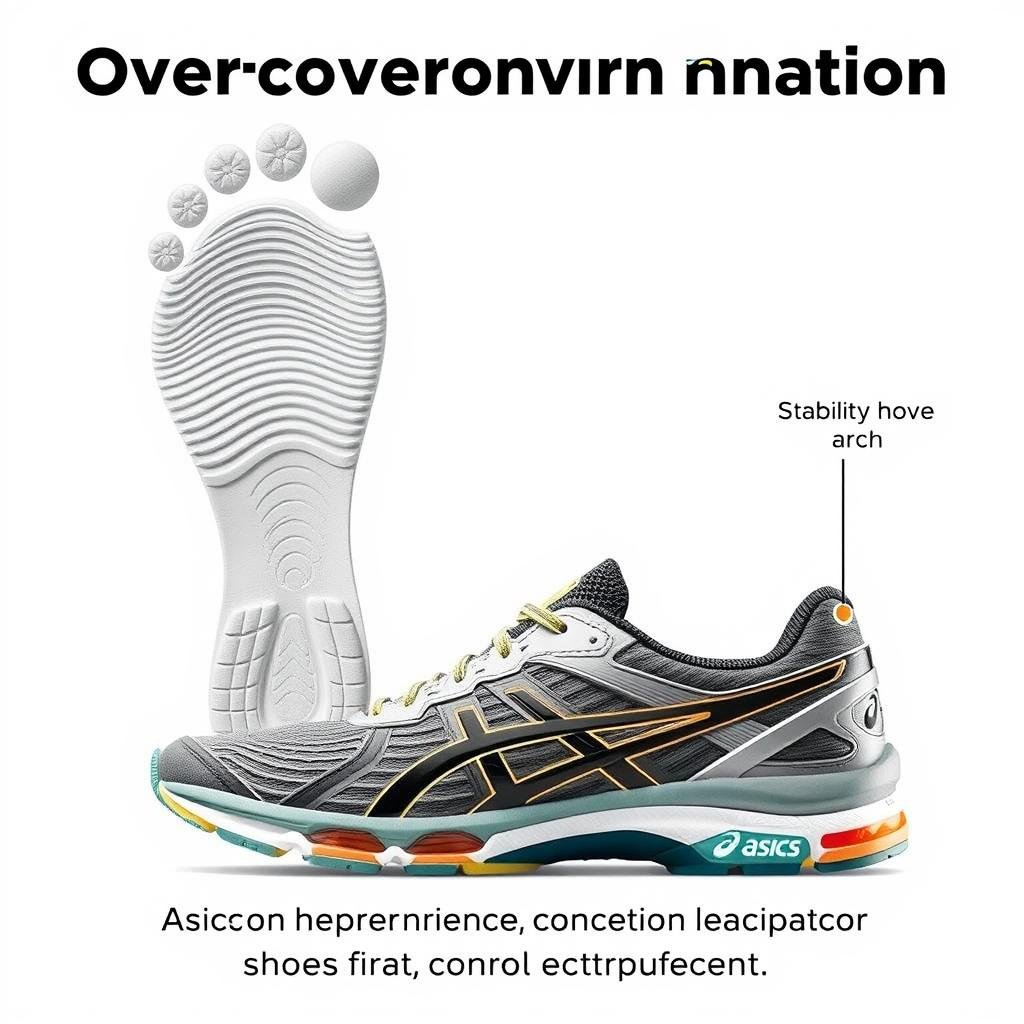 Footprint showing overpronation pattern with recommended ASICS stability shoes