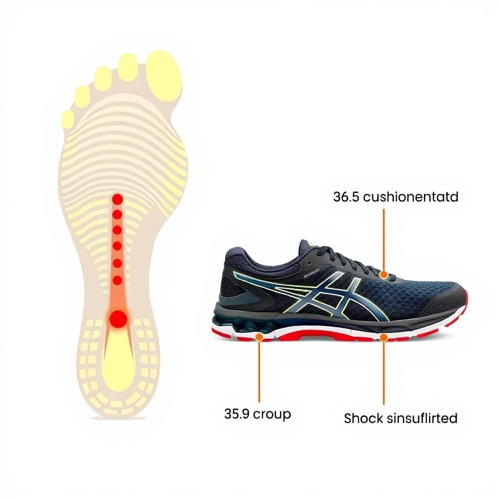 Footprint showing supination pattern with recommended ASICS cushioned shoes