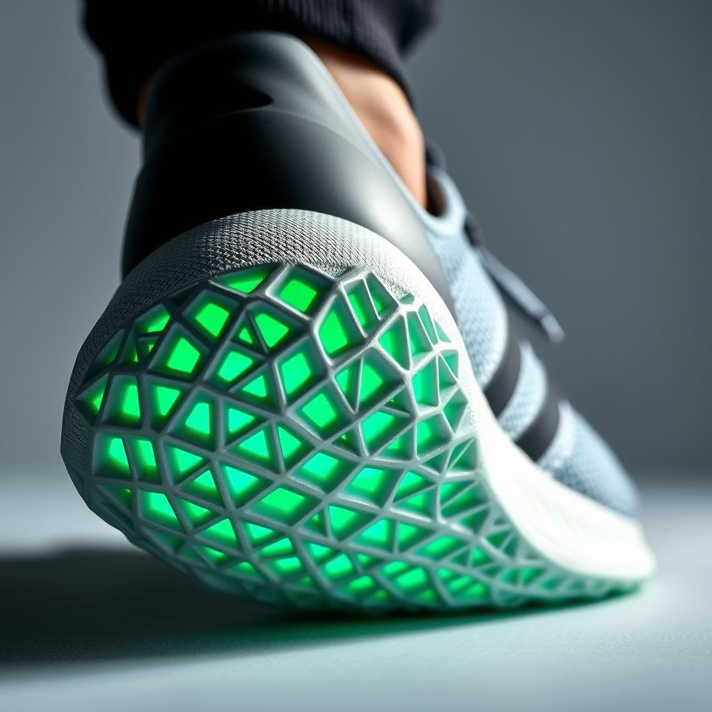 Futuristic 4D printed midsole on adidas shoes mens innovative model
