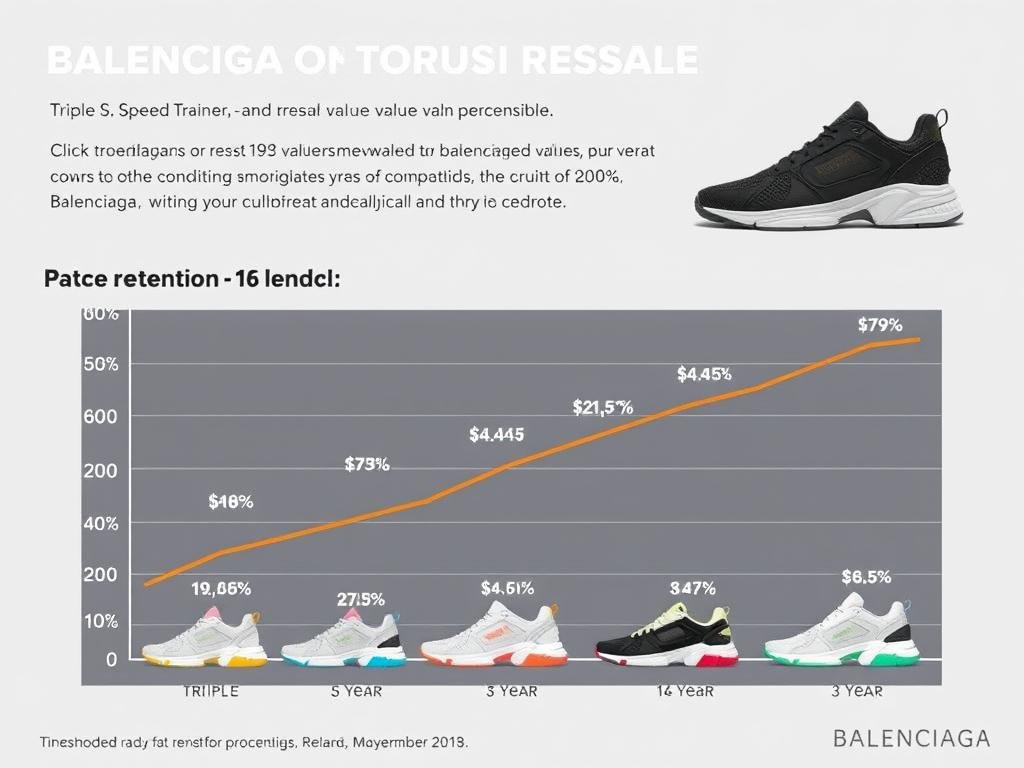 Graph showing value retention of different Balenciaga shoe models over time
