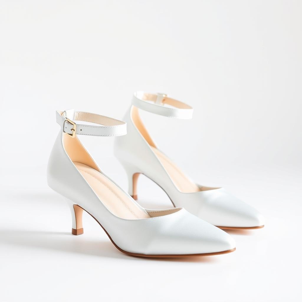 Kitten heel bridal shoes with ankle strap