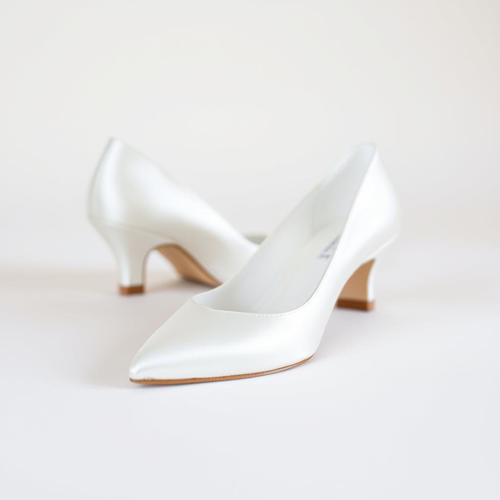 Low heel bridal pumps in ivory satin