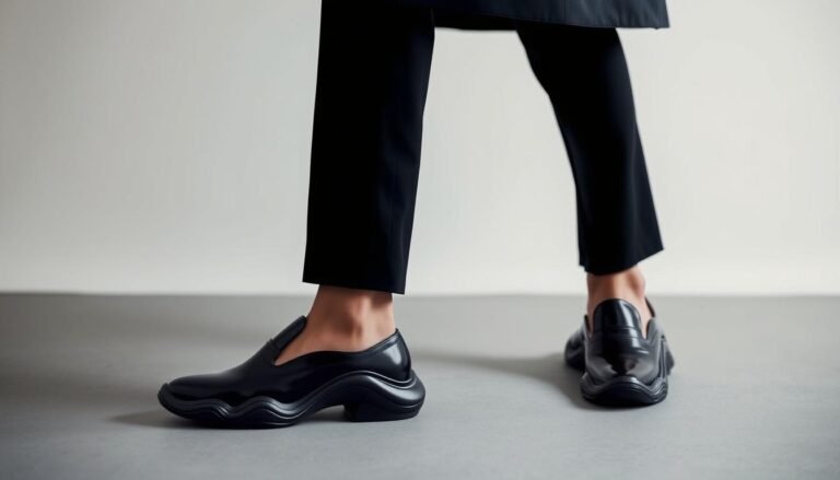 Maison Mihara Yasuhiro signature shoes with wavy soles displayed against a minimalist background