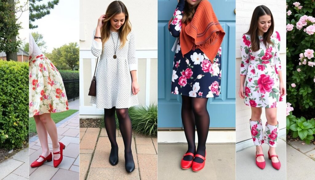 Mary Jane shoes styled for different seasons with seasonal appropriate outfits