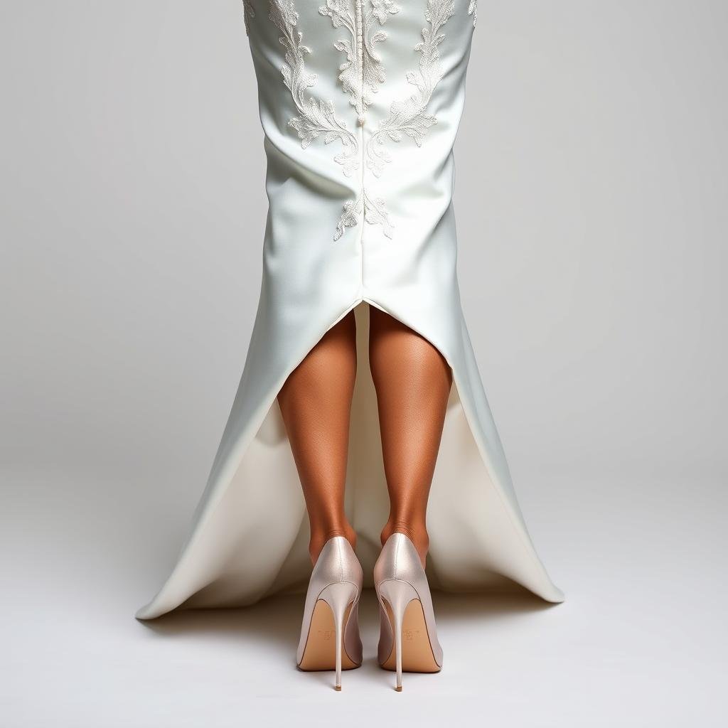 Mermaid wedding dress with pointed toe bridal heels