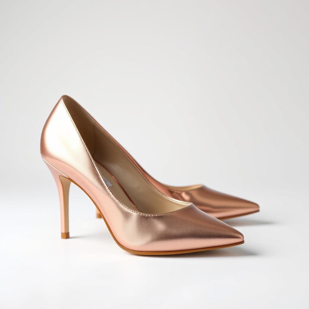 Metallic bridal shoes in rose gold finish