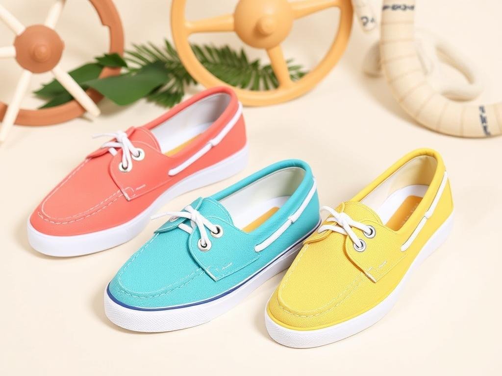 Modern canvas deck shoes in bright summer colors