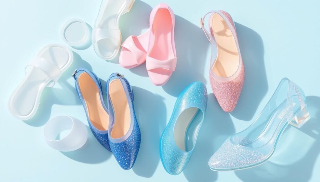 Modern jelly shoes in translucent colors