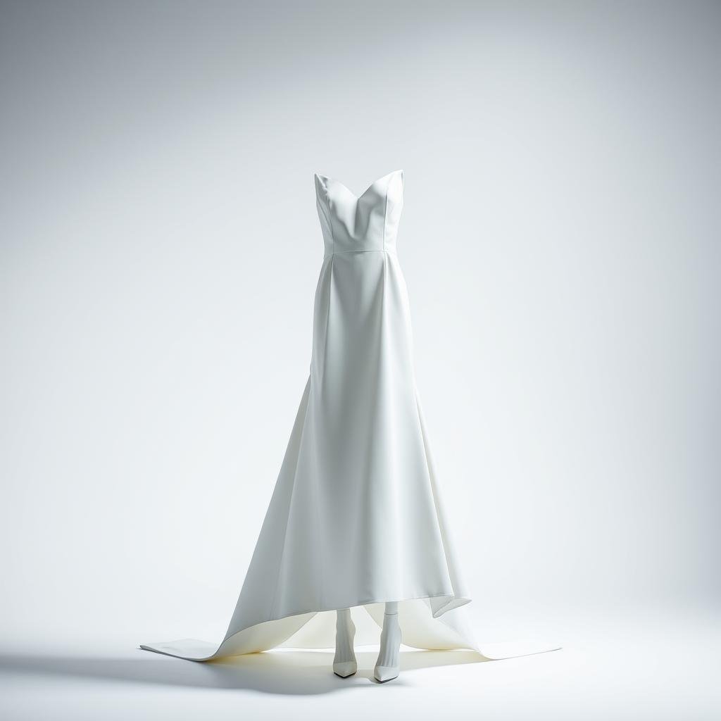 Modern minimalist wedding dress with sleek heels