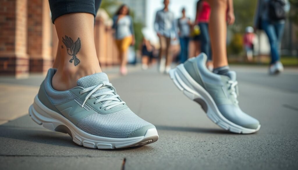 Modern walking shoes that blend comfort technology with stylish designs