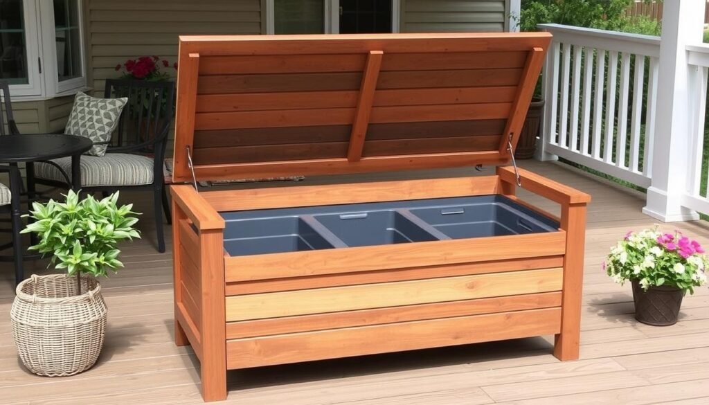 Multifunctional storage bench with hidden garbage can storage outdoor Multifunctional storage bench with hidden garbage can storage outdoor