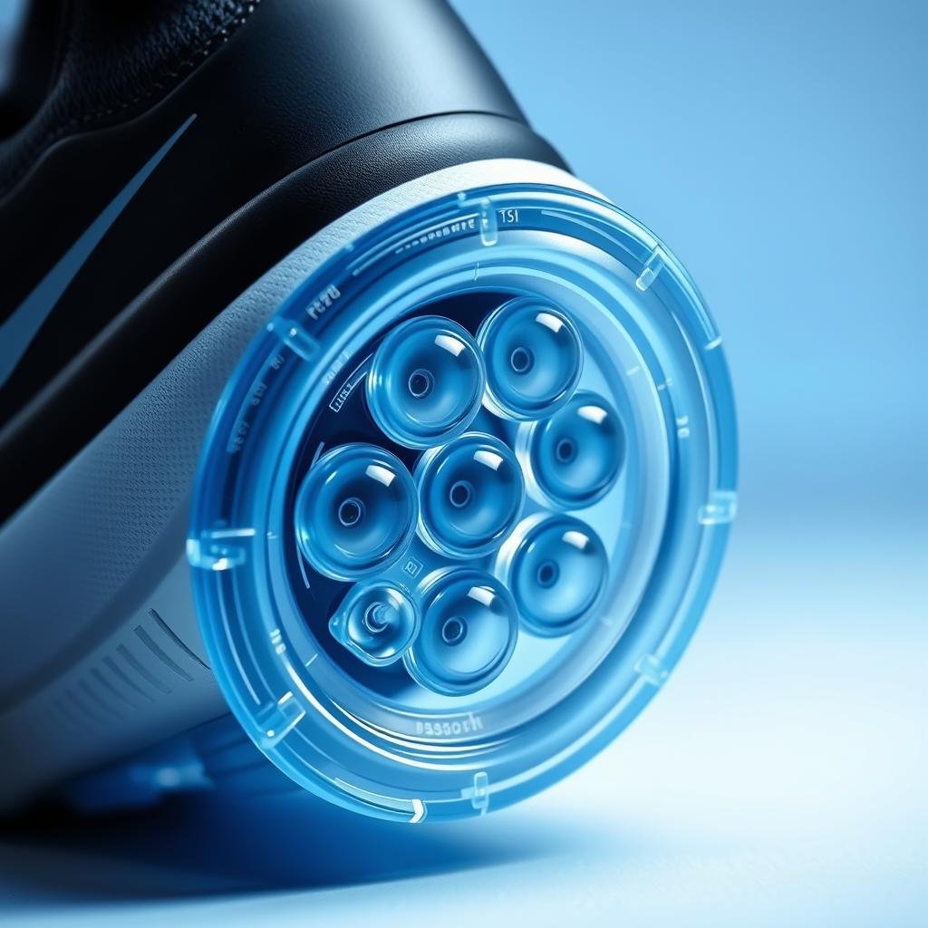 Nike Air Zoom technology cushioning system in a running shoe