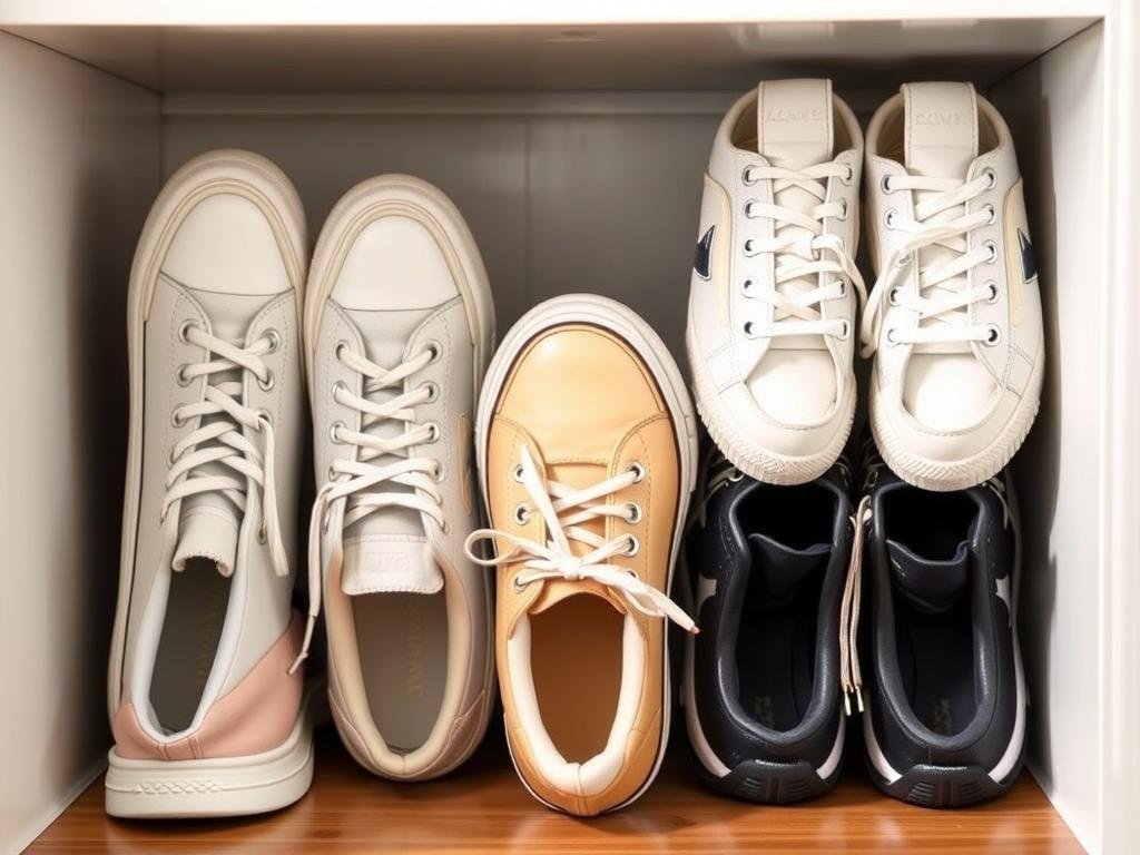 Organized shoe storage with cute tennis shoes