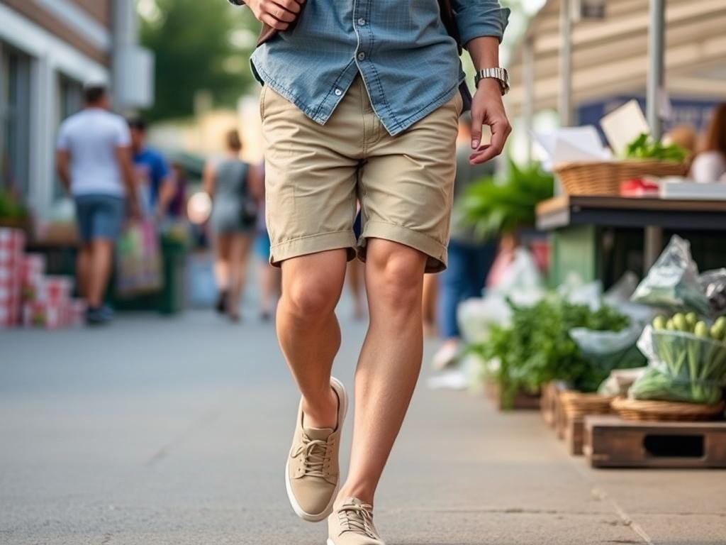 Person wearing On Cloud shoes with comfortable shorts and a casual button-up for a weekend on cloud shoes outfit Person wearing On Cloud shoes with comfortable shorts and a casual button-up for a weekend on cloud shoes outfit