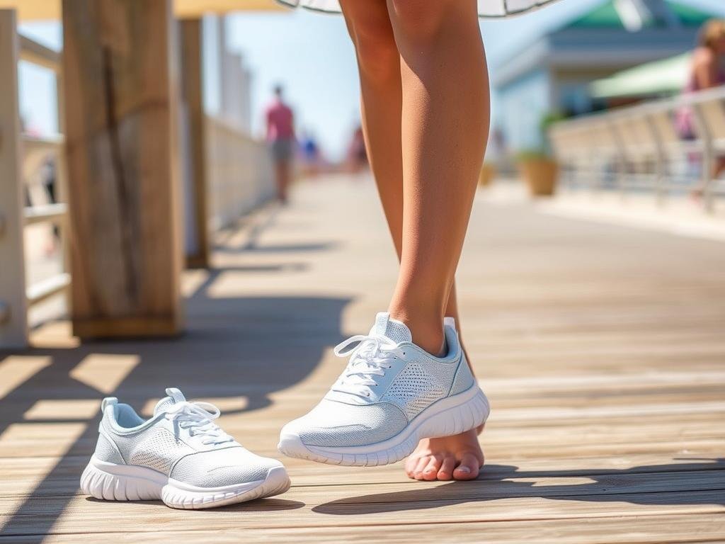 Person wearing On Cloud shoes with shorts and a lightweight top for a summer on cloud shoes outfit Person wearing On Cloud shoes with shorts and a lightweight top for a summer on cloud shoes outfit