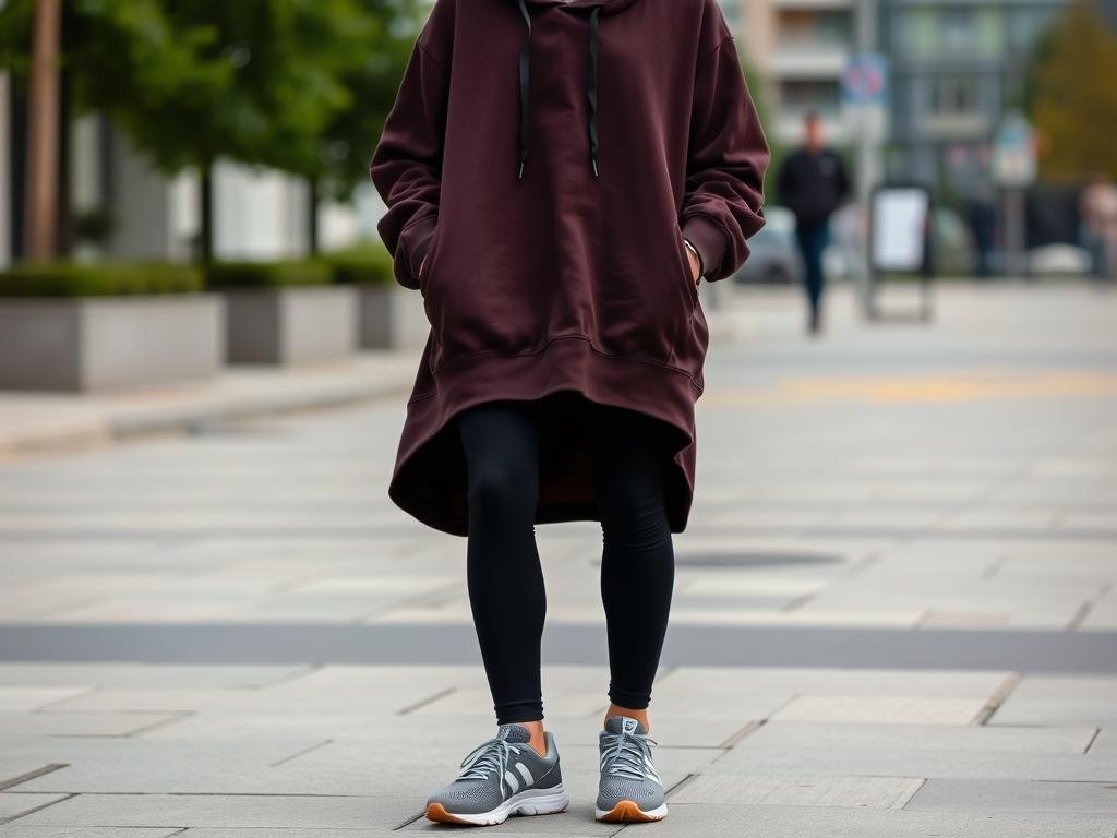 Person wearing hoodie with running shoes
