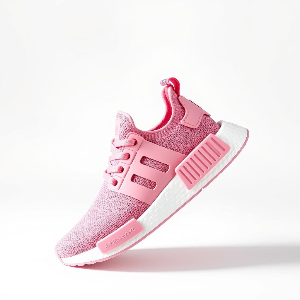 Pink adidas NMD shoes with the distinctive Boost midsole and EVA insert plugs