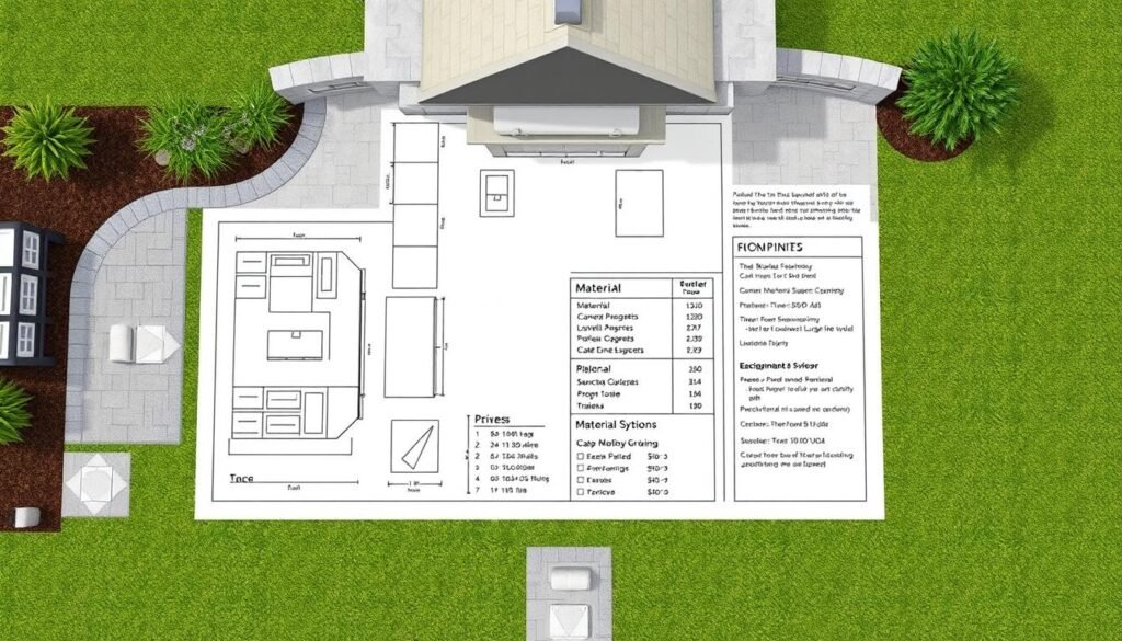 Planning diagram for outdoor kitchen with budget considerations