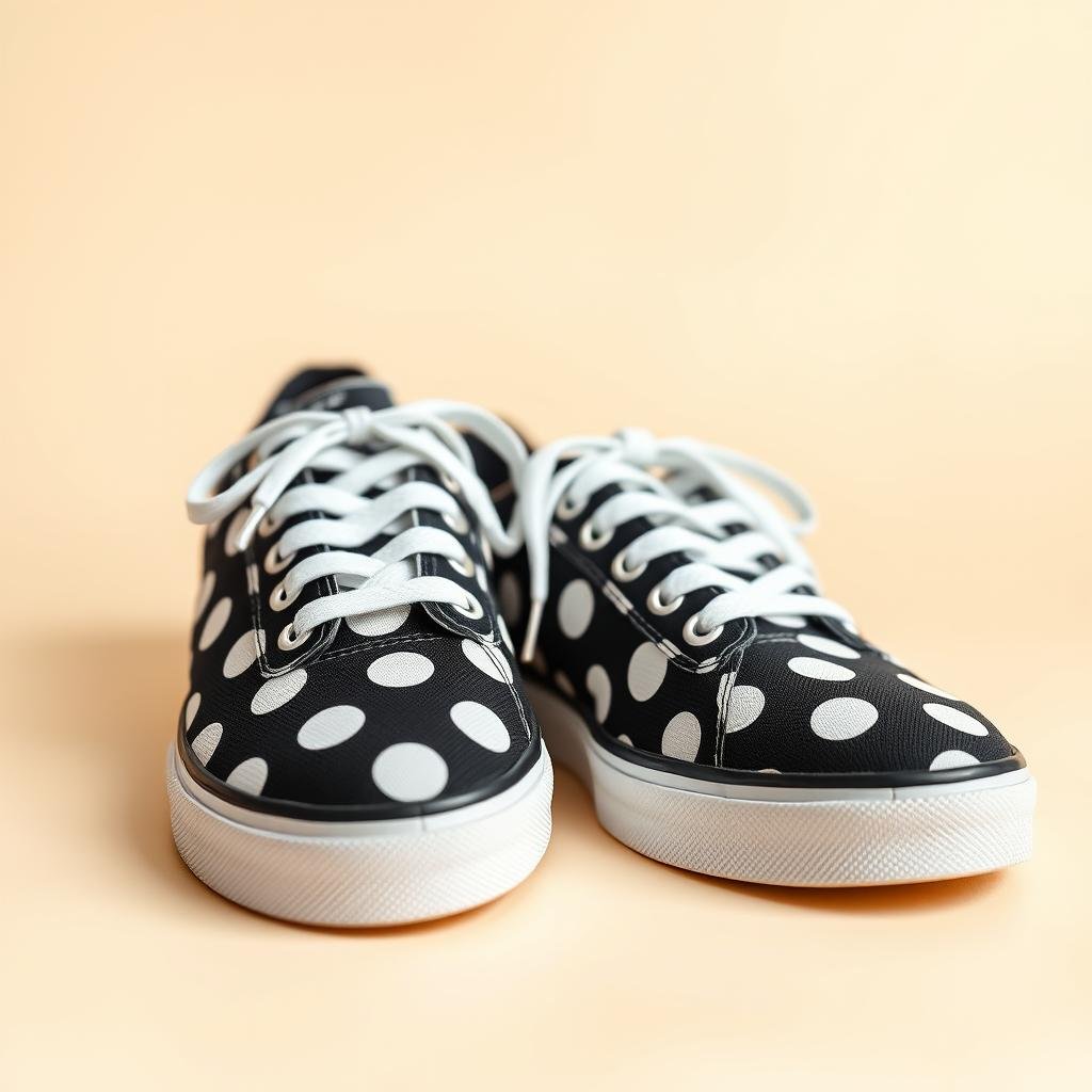 Polka dot tennis shoes in black and white