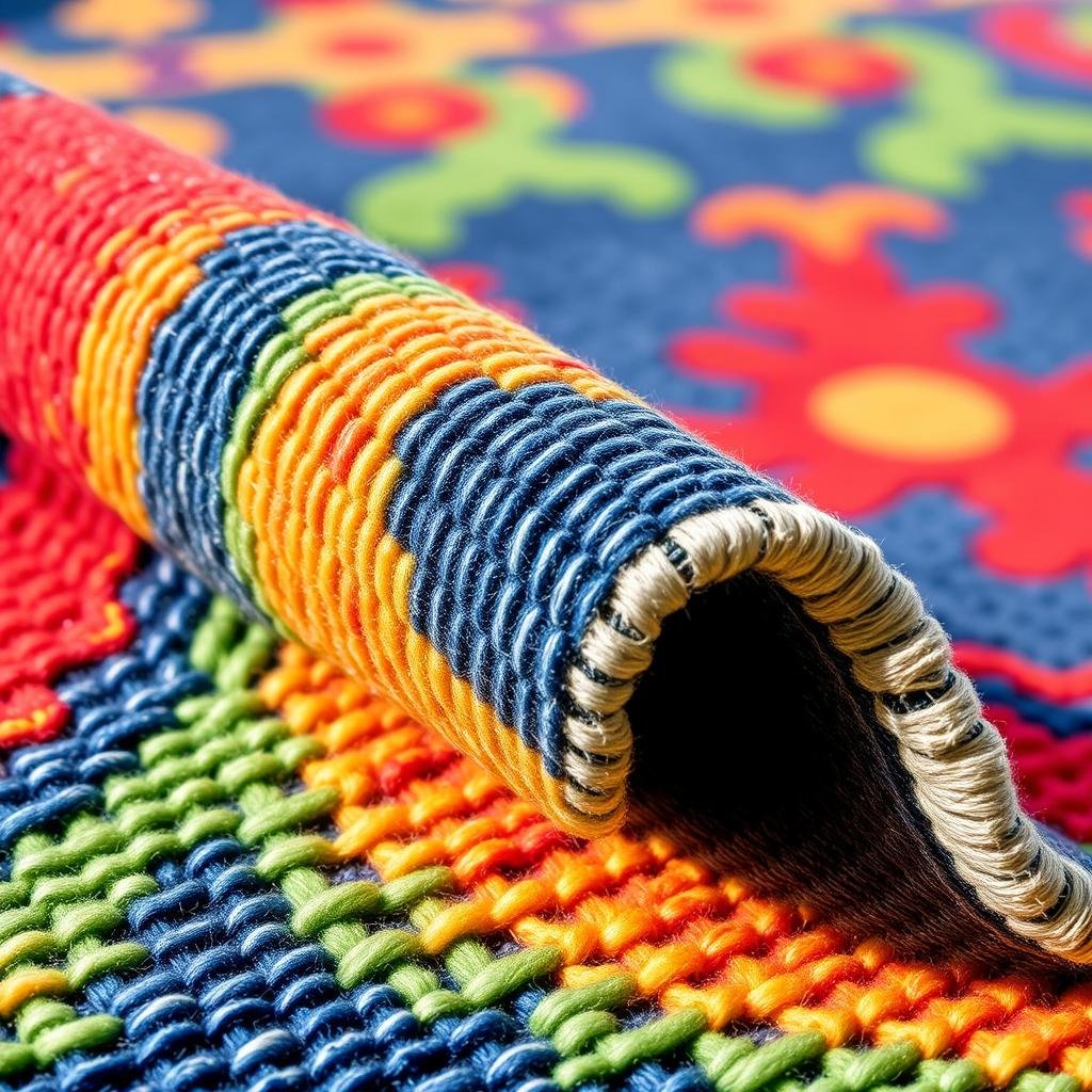 Polyester outdoor rug showing vibrant colors and pattern retention