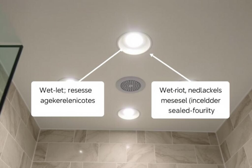 Recessed lighting in shower ceiling