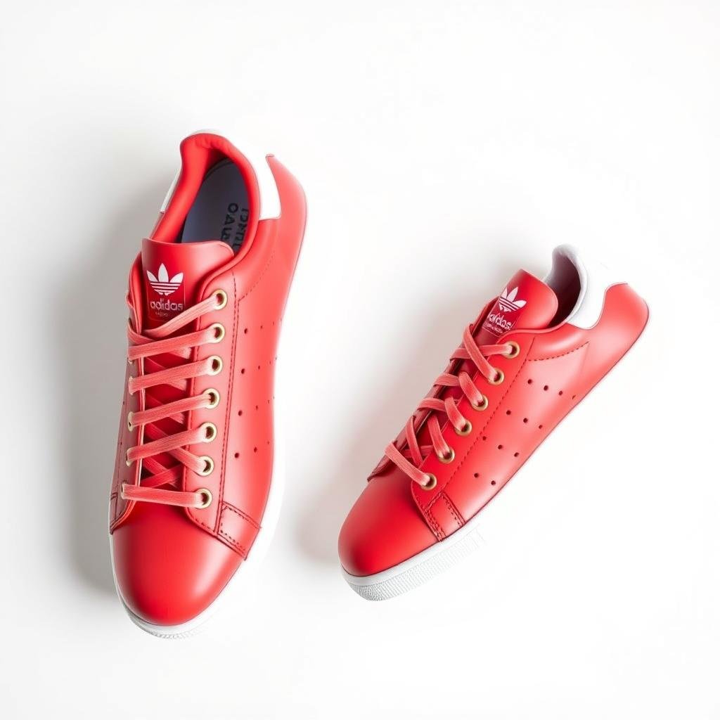 Red Adidas Stan Smith sneakers