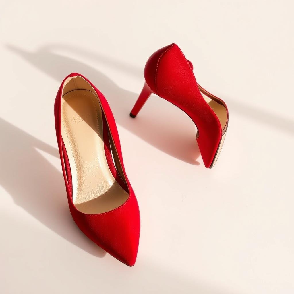 Red high heel pumps