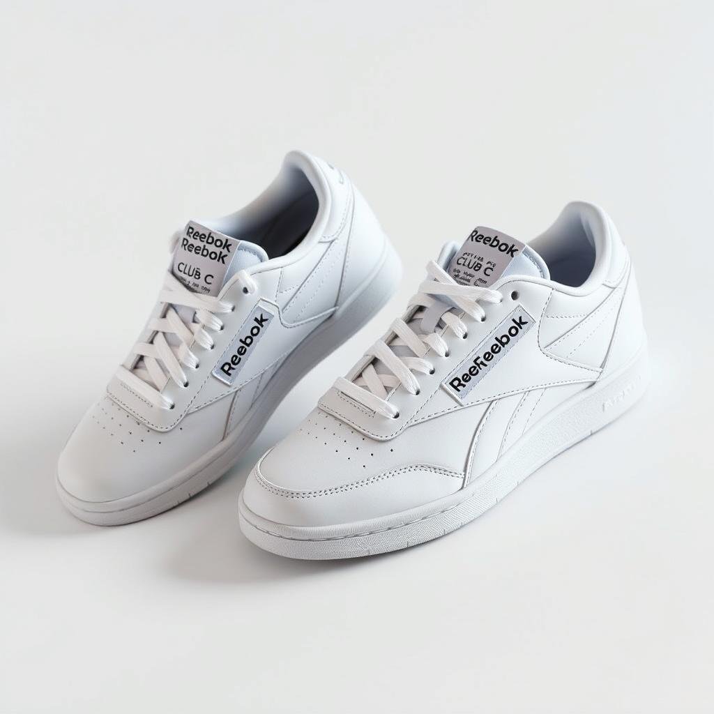Reebok white tennis shoes including Club C and Classic models